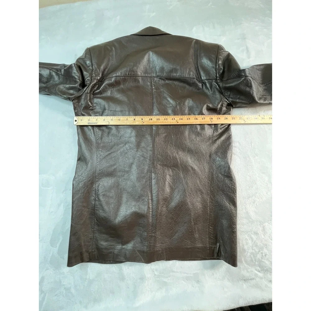 VERA PELLE Mens‎ 48 (M) Blazer Lether Brown 2-button Soft